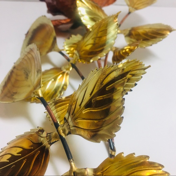 Vintage Brass & Copper Rose Wall Decor - Picture 6 of 7